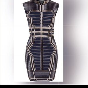 Topshop Navy and Gold Mini Dress